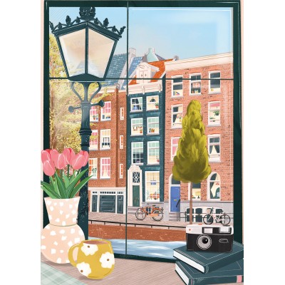 Puzzle - Pieces & Peace - 500 pieces - Amsterdam Depuis Un Café