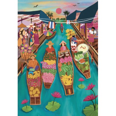 Puzzle - Pieces & Peace - 1000 pieces - Marché Flottant en Thaïlande