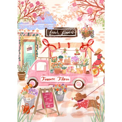 Puzzle - Pieces & Peace - 500 pieces - Forever Flora, Flower Truck