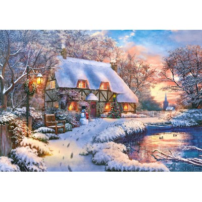 Puzzle  Castorland-53278 Cottage d'Hiver