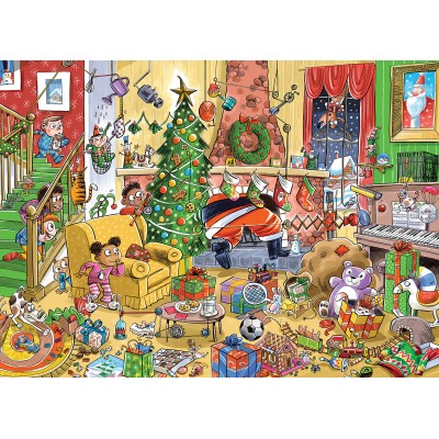  Cobble-Hill-47023 Catching Santa - Puzzle Famille (Pièces de Tailles Différentes)
