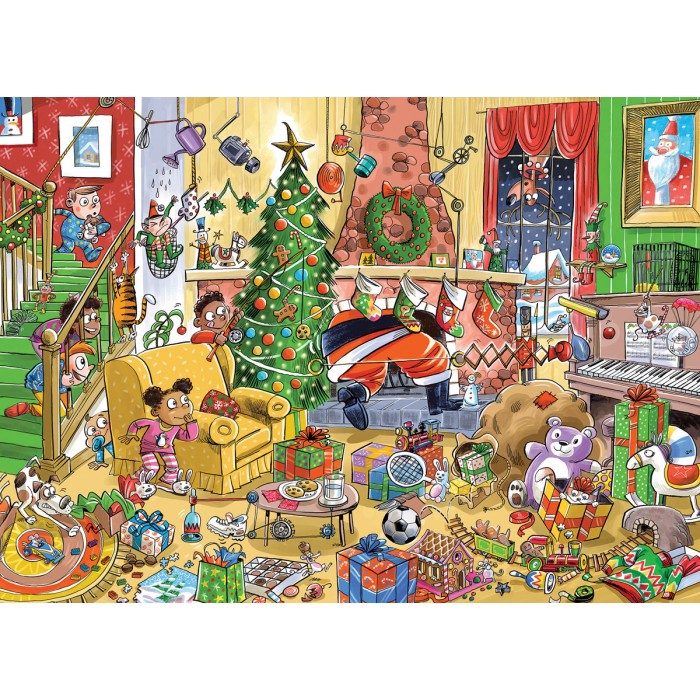Cobble-Hill-47023 Catching Santa - Family Puzzle (Different Pieces Sizes)