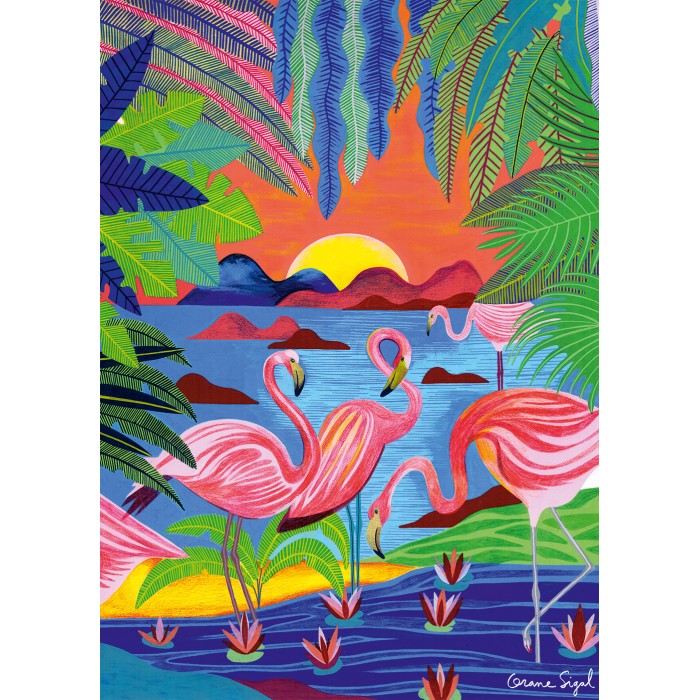 Puzzle Pieces-and-Peace-0013 Pink Flamingos